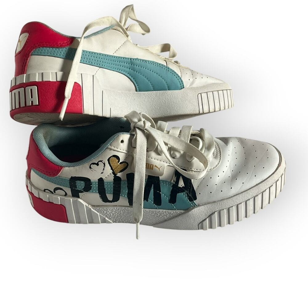 Puma Cali Novelty Jr Girls White Sneakers Little Girls Size  6c Retail $120 EUC